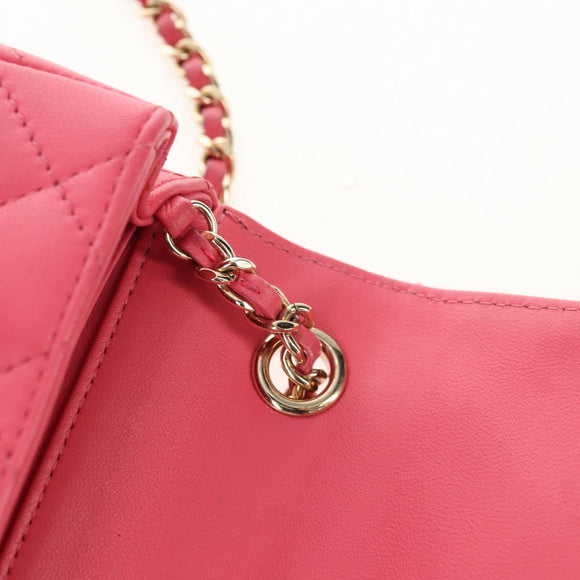 CHANEL Matelasse Chain Shoulder Bag Lamb Skin Pink Gold CC Auth ka592SAM