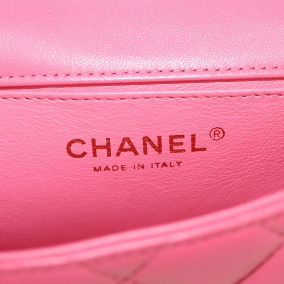 CHANEL Matelasse Chain Shoulder Bag Lamb Skin Pink Gold CC Auth ka592SAM