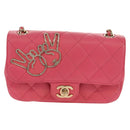 CHANEL Matelasse Chain Shoulder Bag Lamb Skin Pink Gold CC Auth ka592SAM-13