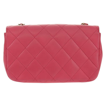 CHANEL Matelasse Chain Shoulder Bag Lamb Skin Pink Gold CC Auth ka592M - 0