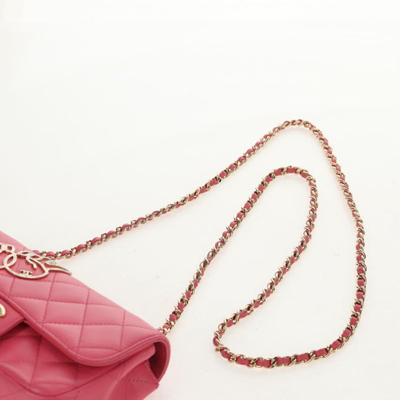 CHANEL Matelasse Chain Shoulder Bag Lamb Skin Pink Gold CC Auth ka592SAM