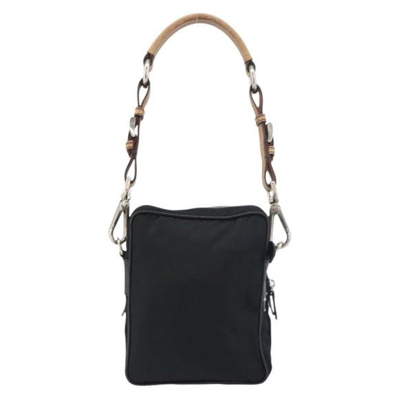 PRADA Shoulder Bag Nylon Black Silver Auth ka593