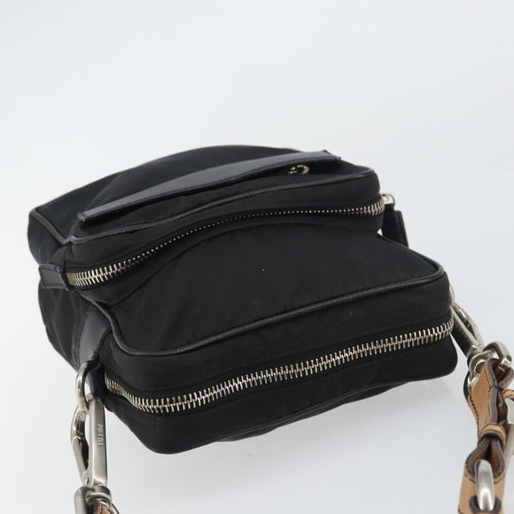 PRADA Shoulder Bag Nylon Black Silver Auth ka593