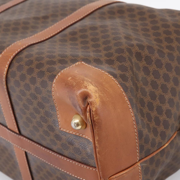 CELINE Macadam Canvas Boston Bag PVC Leather Brown Gold Auth ka5932