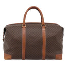CELINE Macadam Canvas Boston Bag PVC Leather Brown Gold Auth ka5932-13