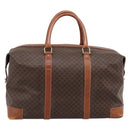 CELINE Macadam Canvas Boston Bag PVC Leather Brown Gold Auth ka5932-2