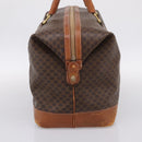 CELINE Macadam Canvas Boston Bag PVC Leather Brown Gold Auth ka5932-3