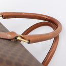 CELINE Macadam Canvas Boston Bag PVC Leather Brown Gold Auth ka5932-8