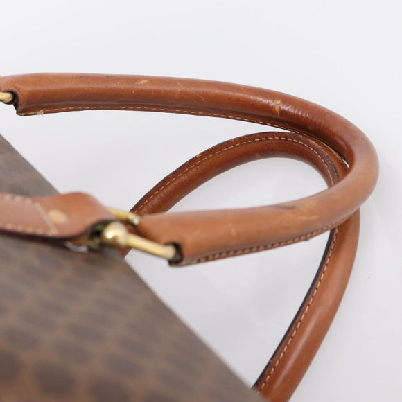 CELINE Macadam Canvas Boston Bag PVC Leather Brown Gold Auth ka5932
