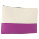 CELINE Clutch Bag Leather Purple Silver Auth ka594-1