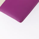 CELINE Clutch Bag Leather Purple Silver Auth ka594-10