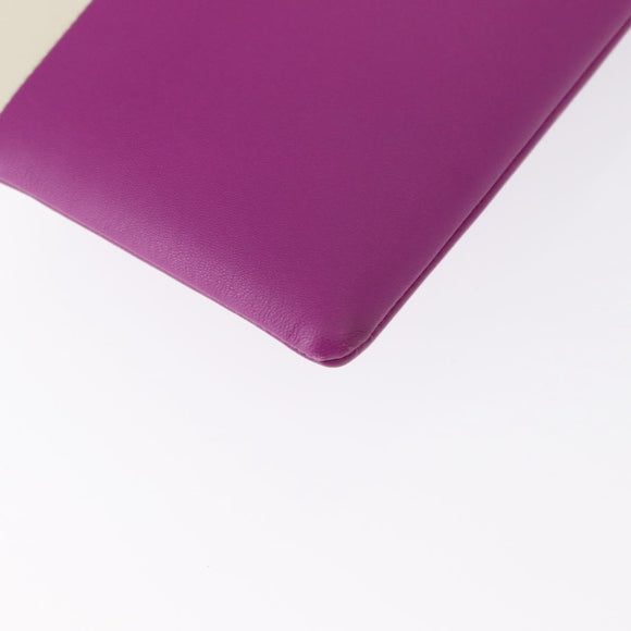 CELINE Clutch Bag Leather Purple Silver Auth ka594