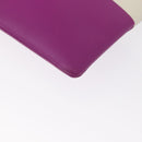 CELINE Clutch Bag Leather Purple Silver Auth ka594-11