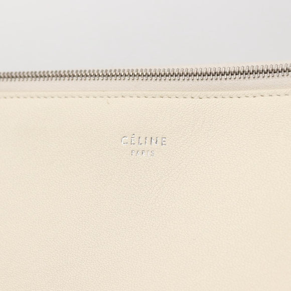 CELINE Clutch Bag Leather Purple Silver Auth ka594
