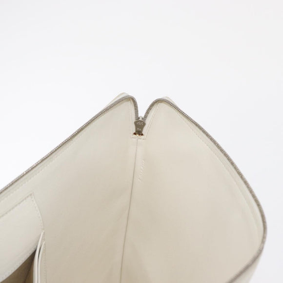 CELINE Clutch Bag Leather Purple Silver Auth ka594