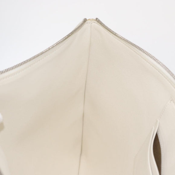 CELINE Clutch Bag Leather Purple Silver Auth ka594