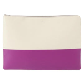 CELINE Clutch Bag Leather Purple Silver Auth ka594 - 0