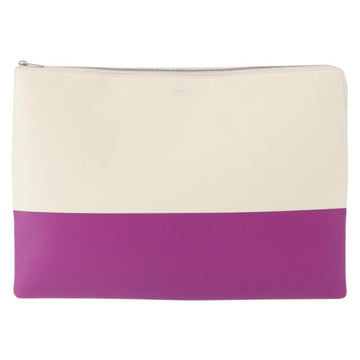 CELINE Clutch Bag Leather Purple Silver Auth ka594 - 0