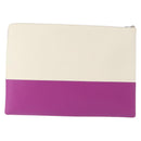 CELINE Clutch Bag Leather Purple Silver Auth ka594-3
