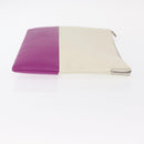 CELINE Clutch Bag Leather Purple Silver Auth ka594-4