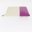 CELINE Clutch Bag Leather Purple Silver Auth ka594-5