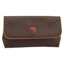 CELINE Macadam Canvas Clutch Bag PVC Leather Brown Gold Auth ka5944-13