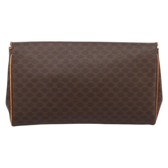 CELINE Macadam Canvas Clutch Bag PVC Leather Brown Gold Auth ka5944