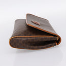 CELINE Macadam Canvas Clutch Bag PVC Leather Brown Gold Auth ka5944-4