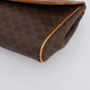 CELINE Macadam Canvas Clutch Bag PVC Leather Brown Gold Auth ka5944-7
