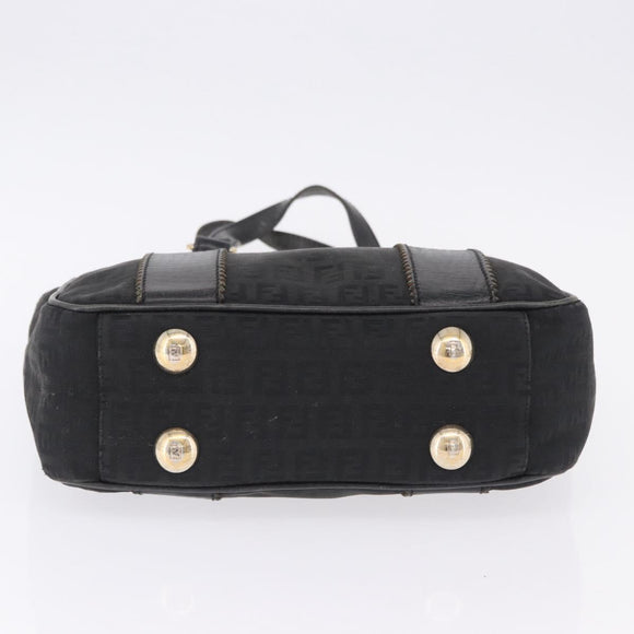 FENDI Zucchino Canvas Tote Bag Black Gold Auth ka5945