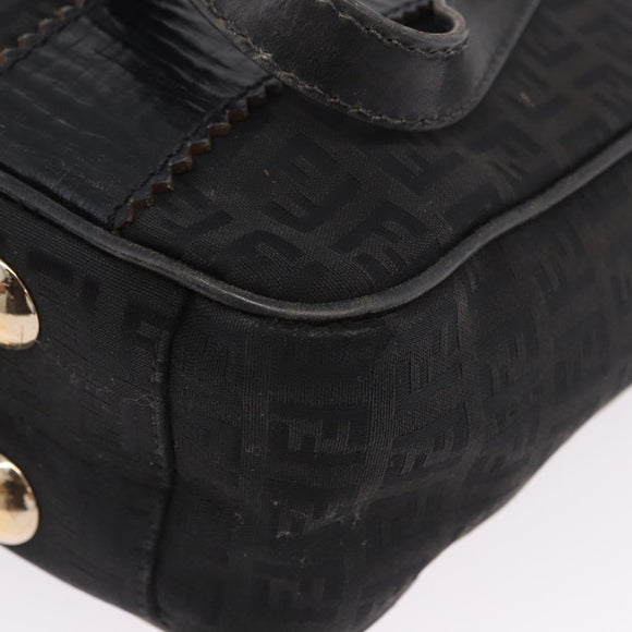 FENDI Zucchino Canvas Tote Bag Black Gold Auth ka5945
