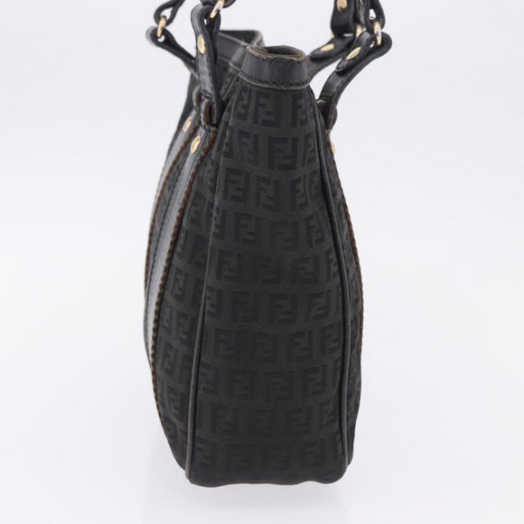 FENDI Zucchino Canvas Tote Bag Black Gold Auth ka5945