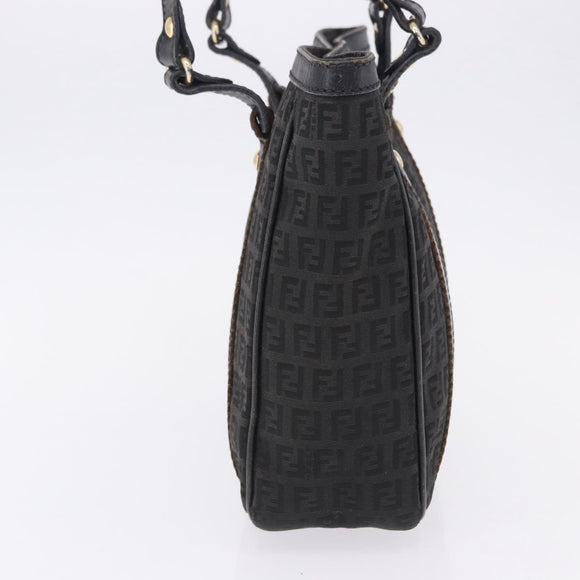 FENDI Zucchino Canvas Tote Bag Black Gold Auth ka5945