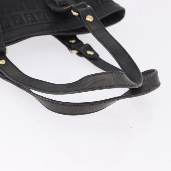 FENDI Zucchino Canvas Tote Bag Black Gold Auth ka5945
