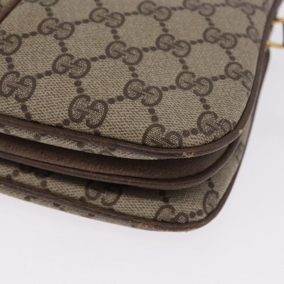 GUCCI GG Supreme Web Sherry Line Bag PVC Beige Gold 10 02 037 Auth ka5946