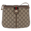 GUCCI GG Supreme Web Sherry Line Bag PVC Beige Gold 10 02 037 Auth ka5946-13