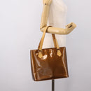 LOUIS VUITTON Monogram Vernis Houston Hand Bag Bronze M91122 LV Auth ka5947-23
