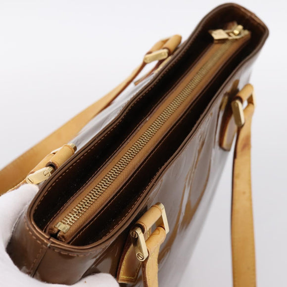 LOUIS VUITTON Monogram Vernis Houston Hand Bag Bronze M91122 LV Auth ka5947