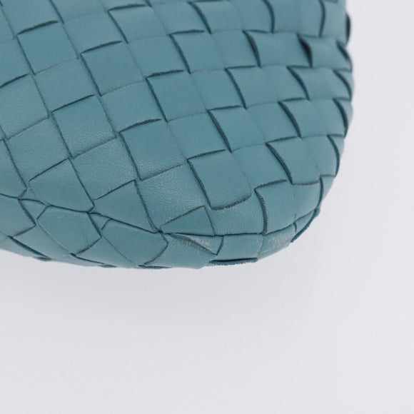 BOTTEGA VENETA INTRECCIATO Hand Bag Leather Light Blue Silver Auth ka5949M