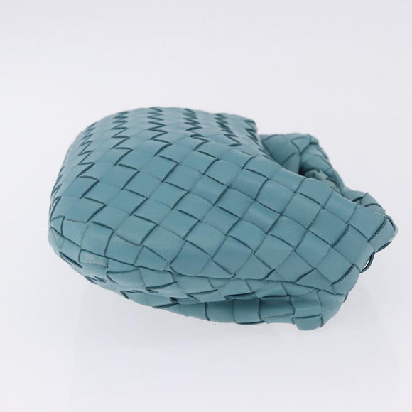 BOTTEGA VENETA INTRECCIATO Hand Bag Leather Light Blue Silver Auth ka5949M