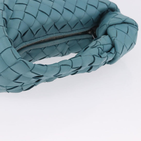 BOTTEGA VENETA INTRECCIATO Hand Bag Leather Light Blue Silver Auth ka5949M