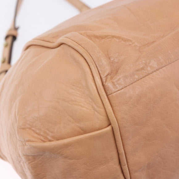 Chloe Etel Hand Bag Leather 2way Beige Gold Auth ka5954A