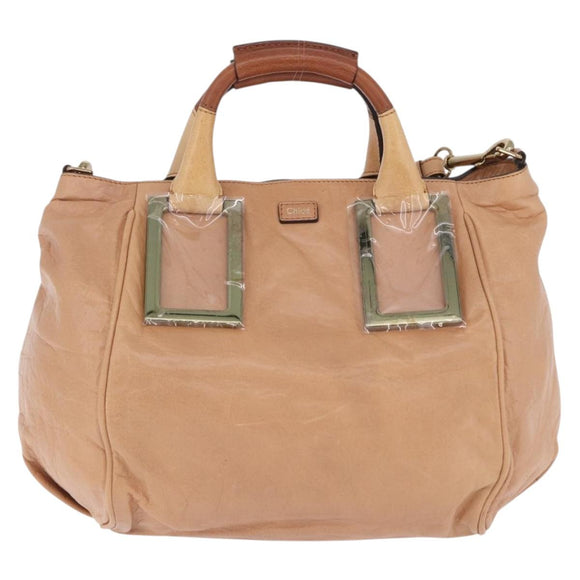 Chloe Etel Hand Bag Leather 2way Beige Gold Auth ka5954A