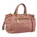 PRADA Hand Bag Leather 2way Pink Gold Auth ka5955V-1