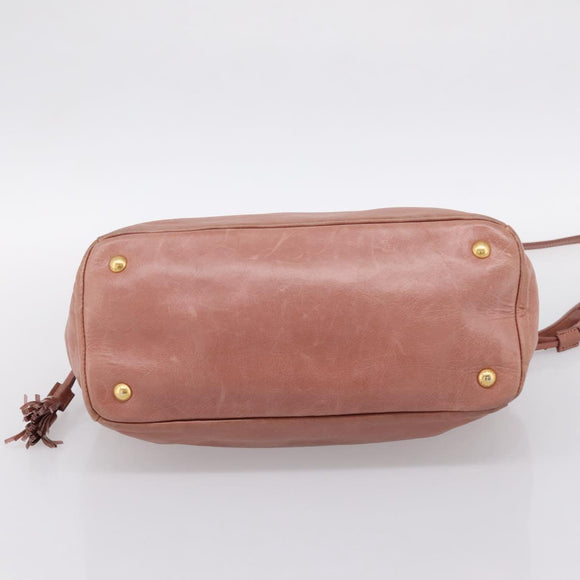 PRADA Hand Bag Leather 2way Pink Gold Auth ka5955V