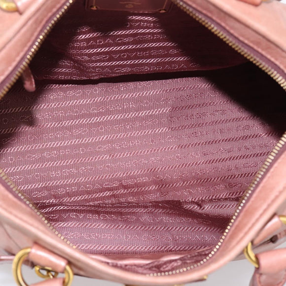 PRADA Hand Bag Leather 2way Pink Gold Auth ka5955V
