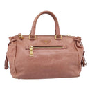 PRADA Hand Bag Leather 2way Pink Gold Auth ka5955V-13