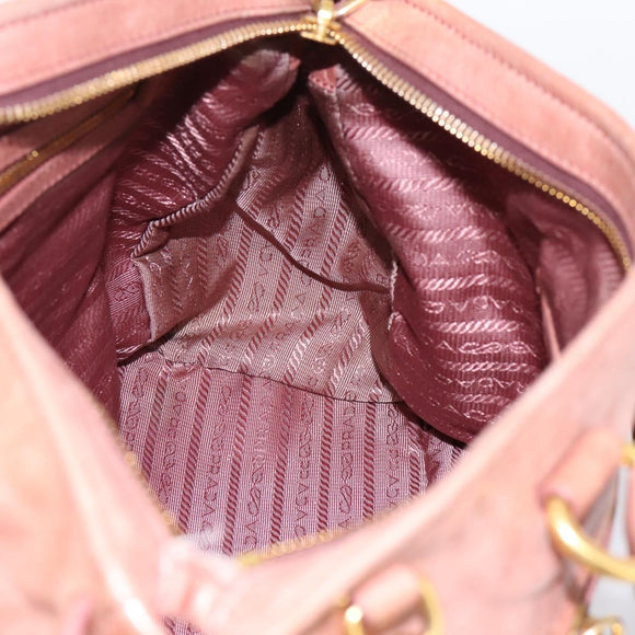 PRADA Hand Bag Leather 2way Pink Gold Auth ka5955V