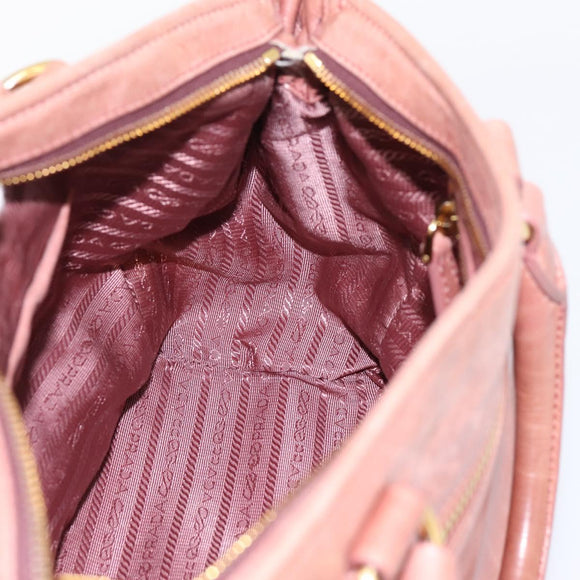 PRADA Hand Bag Leather 2way Pink Gold Auth ka5955V