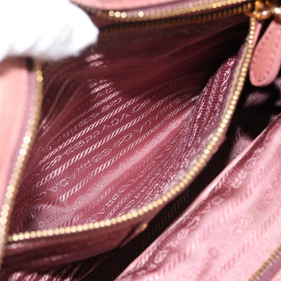 PRADA Hand Bag Leather 2way Pink Gold Auth ka5955V